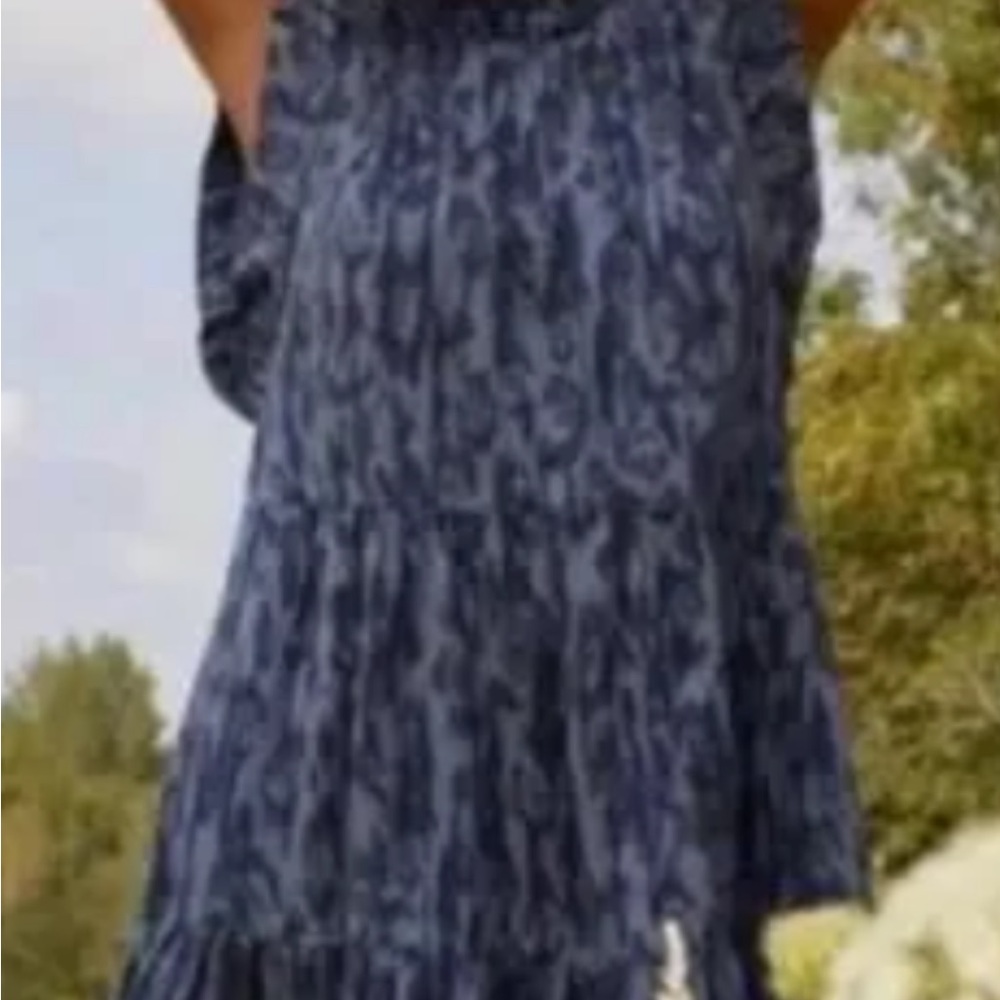 Anthropologie Blue Patterned Mini Dress